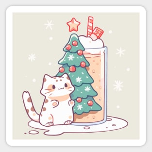 A kitten and festive drink Sticker